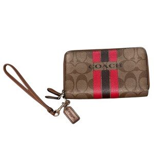 EUC Coach Signature Brown and Pink Wristlet